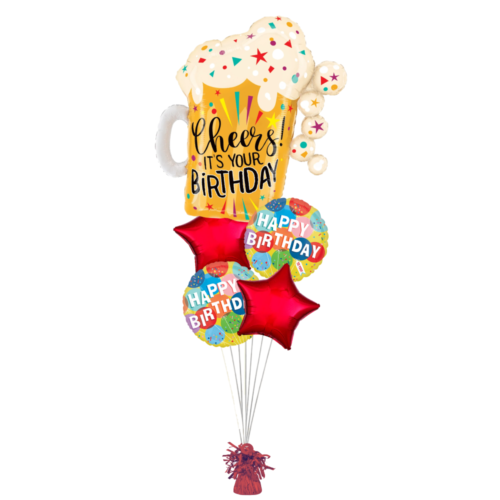 Cheers Birthday Beer Mug Balloon Bouquet
