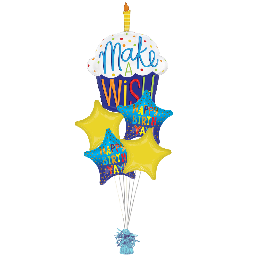 Make a Wish Birthday Cupcake Balloon Bouquet