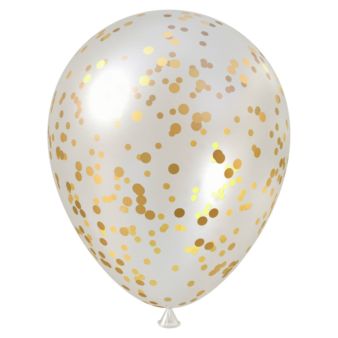 Gold Confetti FIlled Clear Latex Balloon (18 Inch)
