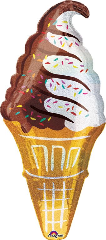 Large Holographic Classic Swirled Ice Cream Cone Foil Balloon