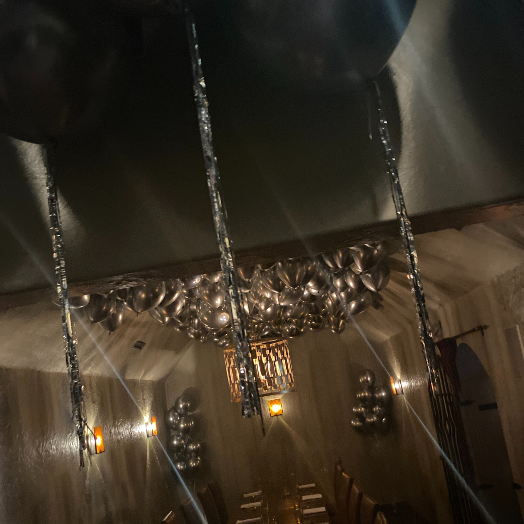 Silver Hanging Streamer Balloon Tails