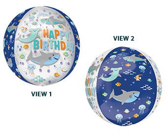 Happy Birthday Shark Orbz Balloon (16 Inch)