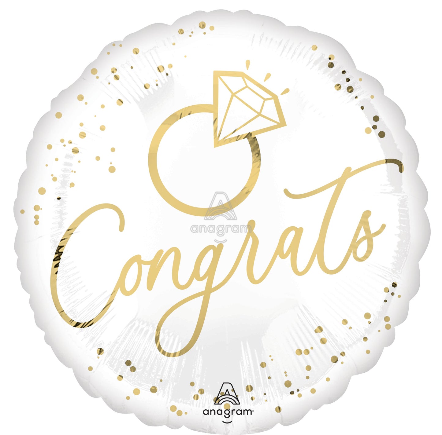 Congrats White & Gold Ring Balloon (18 Inch)