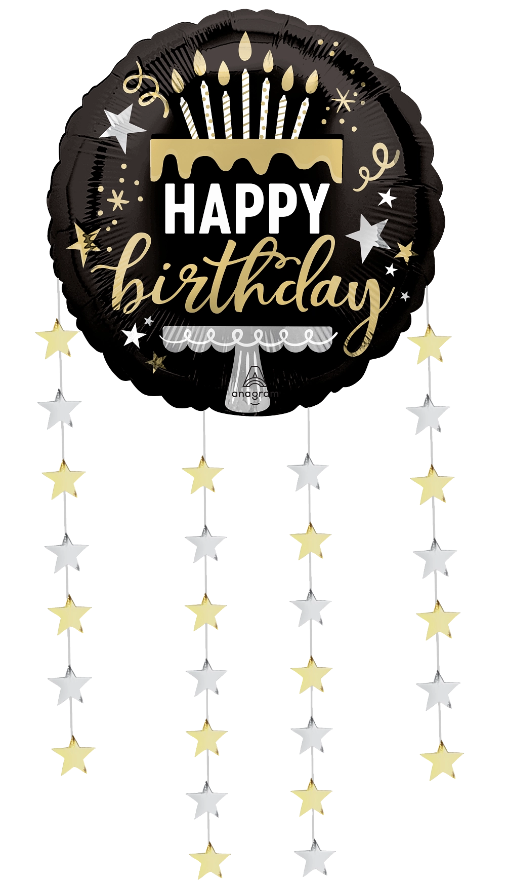 Happy Birthday Dangling Birthday Stars Balloon (32 Inch)
