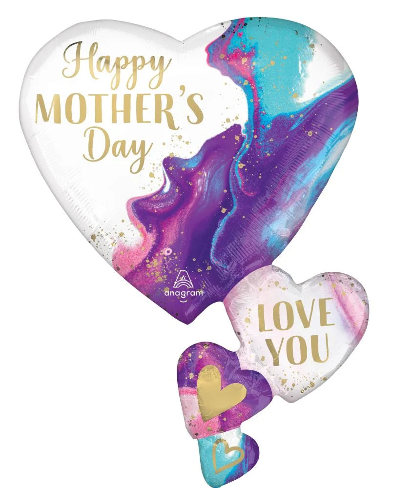 Mother's Day Alluring Marble Hearts Balloon (32 Inch)