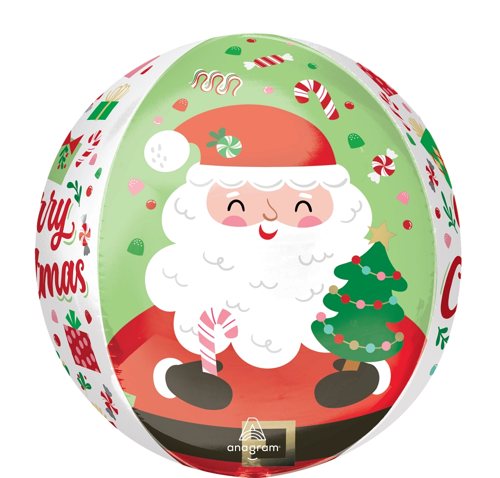 Merry Christmas Jolly Santa Orbz Balloon