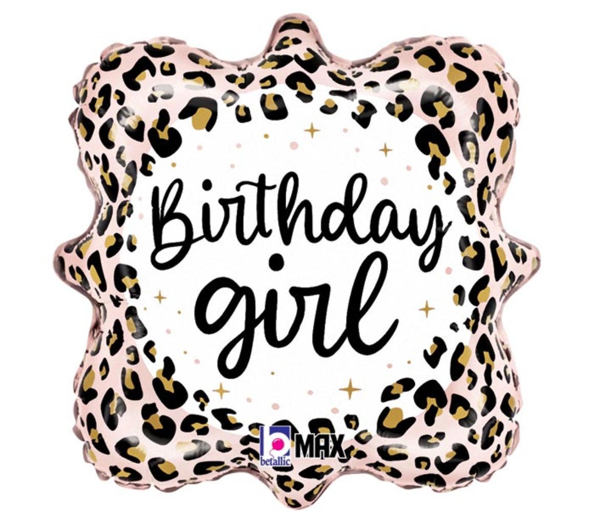 Satin Leopard Birthday Girl Balloon
