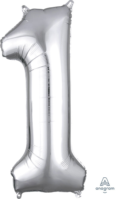 Floating Silver Number "1" Balloon (3 Foot or 34 Inch)