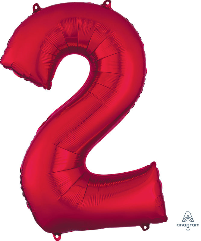 Floating Red Number "2" Balloon (3 Foot or 34 Inch)