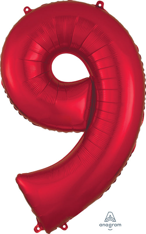 Floating Red Number "9" Balloon (3 Foot or 34 Inch)