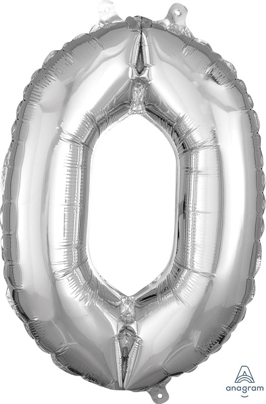 SMALL Floating Silver Number "0" Balloon (2 Foot or 26 Inch)