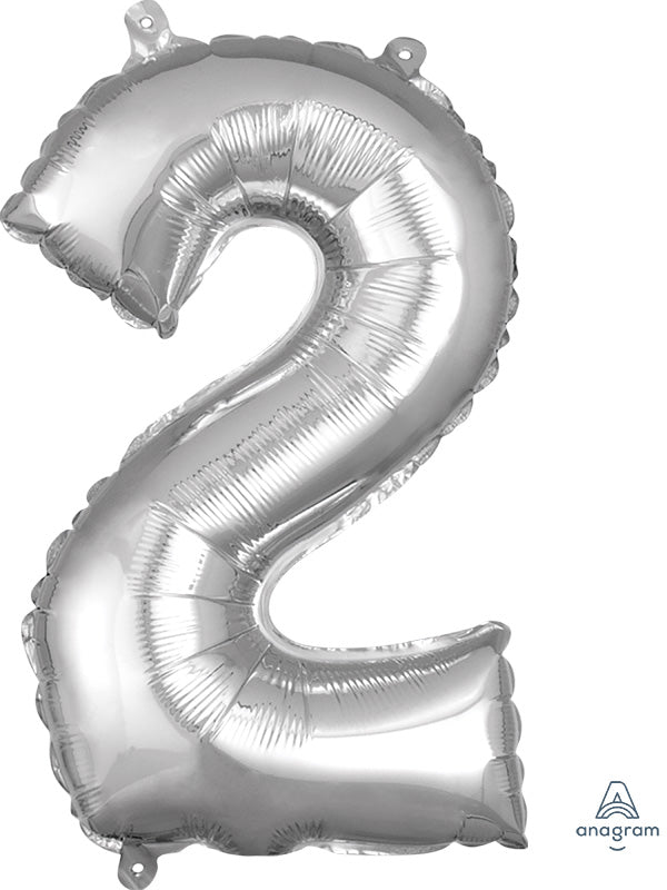 SMALL Floating Silver Number "2" Balloon (2 Foot or 26 Inch)