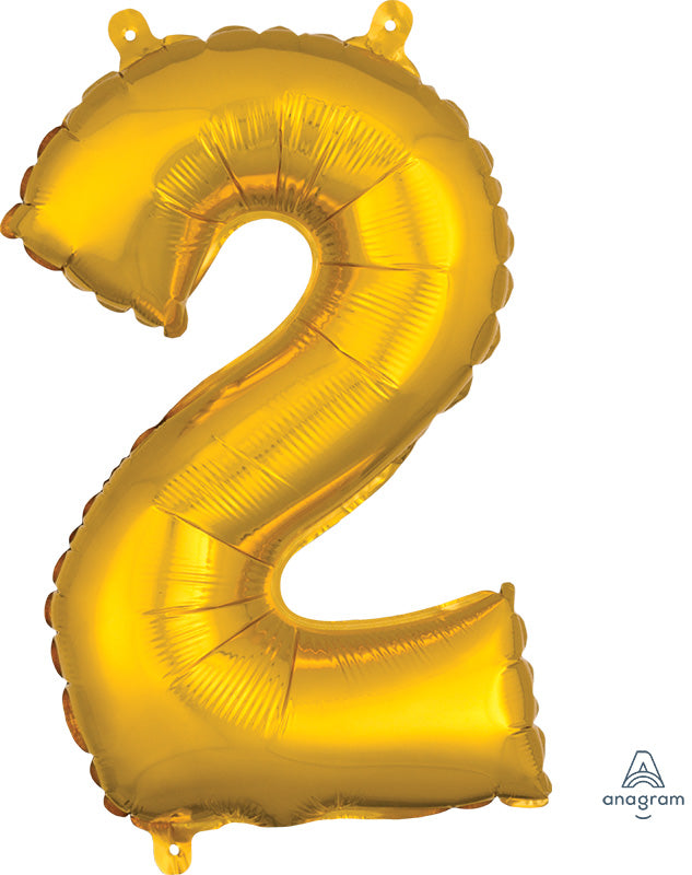 SMALL Floating Gold Number "2" Balloon (2 Foot or 26 Inch)