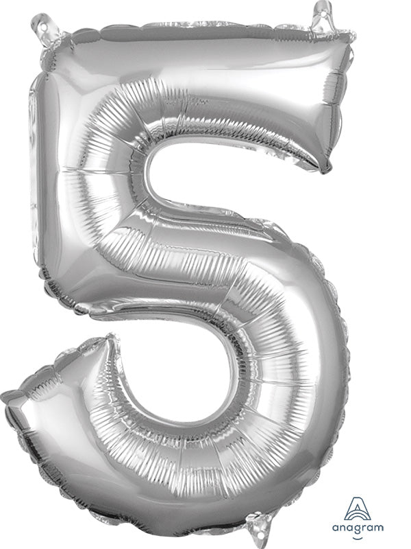 SMALL Floating Silver Number "5" Balloon (2 Foot or 26 Inch)