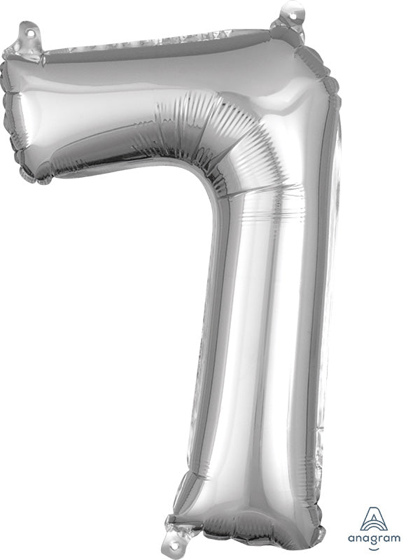 SMALL Floating Silver Number "7" Balloon (2 Foot or 26 Inch)