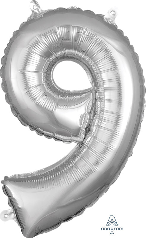 Air-Filled, Non-Floating Mini Silver Numbers (16 Inch)