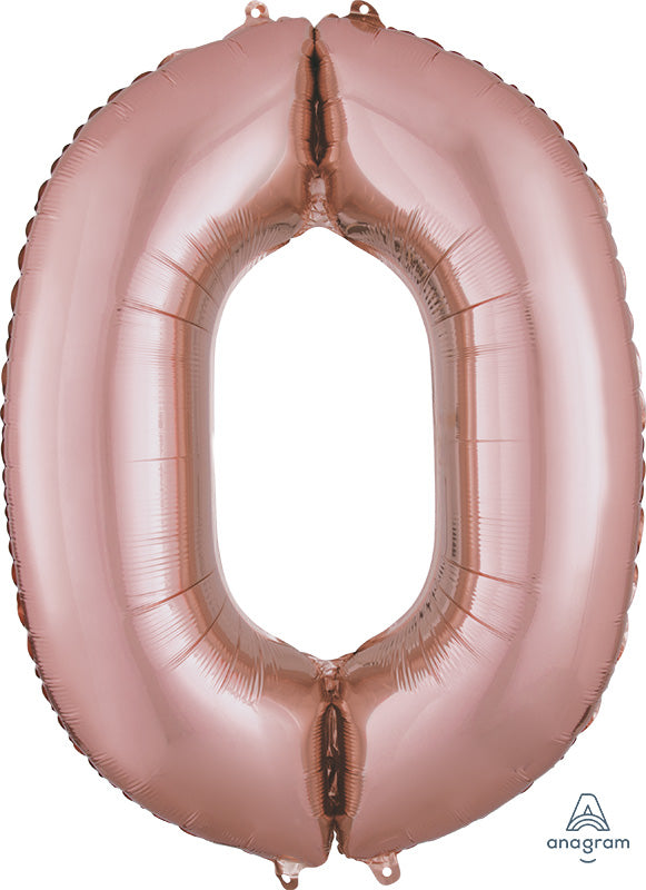 Floating Rose Gold Number "0" Balloon (3 Foot or 34 Inch)