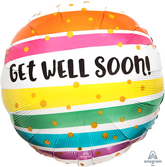 Get Well Soon Bold Stripes Balloon (18 Inch)
