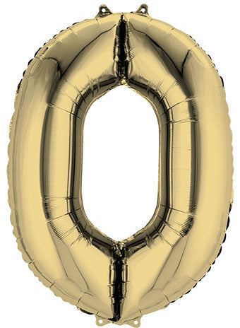 Floating White Gold Numbers "0" Balloons (3 Foot or 34 Inch)