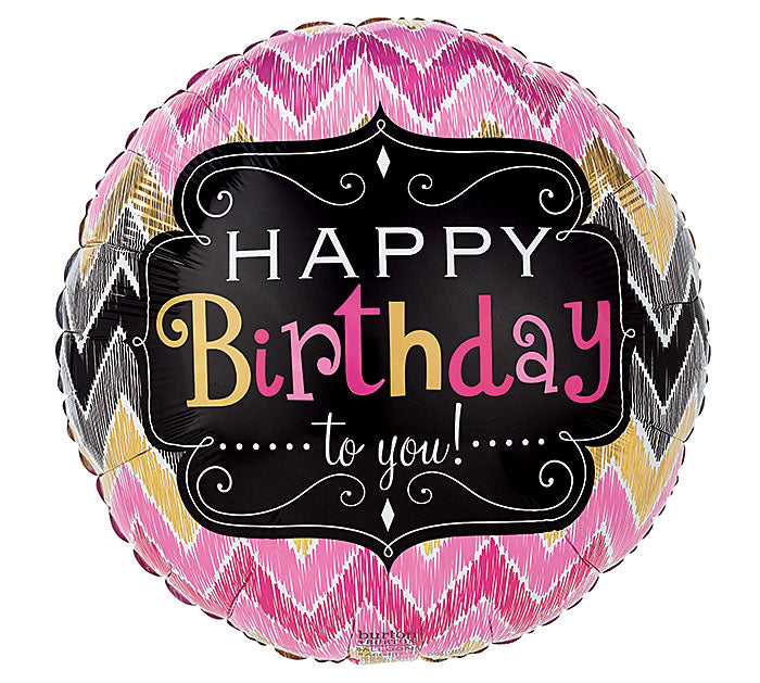 Happy Birthday to You Flamestitch Balloon (18 Inch)