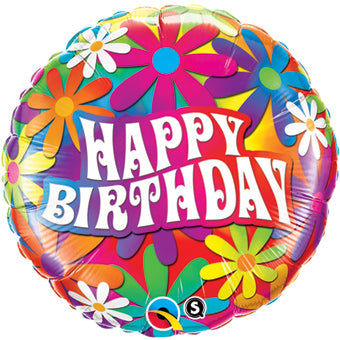 Happy Birthday Psychedelic Groovy Daisy Balloon (18 Inch)