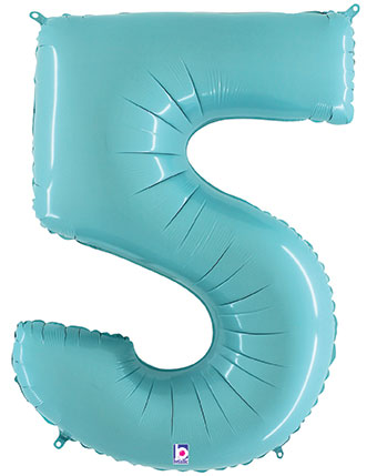 Floating Pastel Blue Number "5" Balloon (4 Foot or 40 Inch)