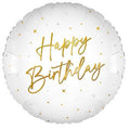 White & Gold Elegant Sparkle Happy Birthday Balloon