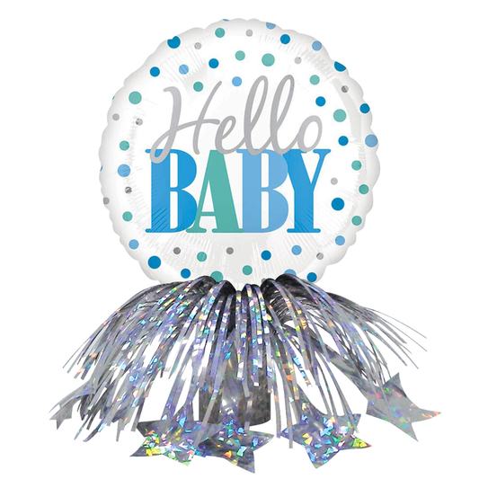 Hello Baby Blue Fringe Centerpiece