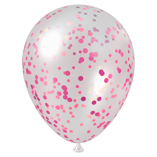 Magenta Confetti FIlled Clear Latex Balloon (18 Inch)
