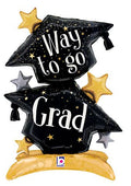 Way to Go Grad Stacked Grad Caps Stand Up Balloon