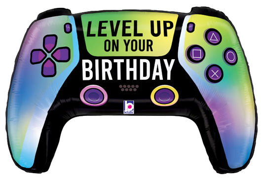 Level Up on Your Birthday Ombre Controller Foil Balloon