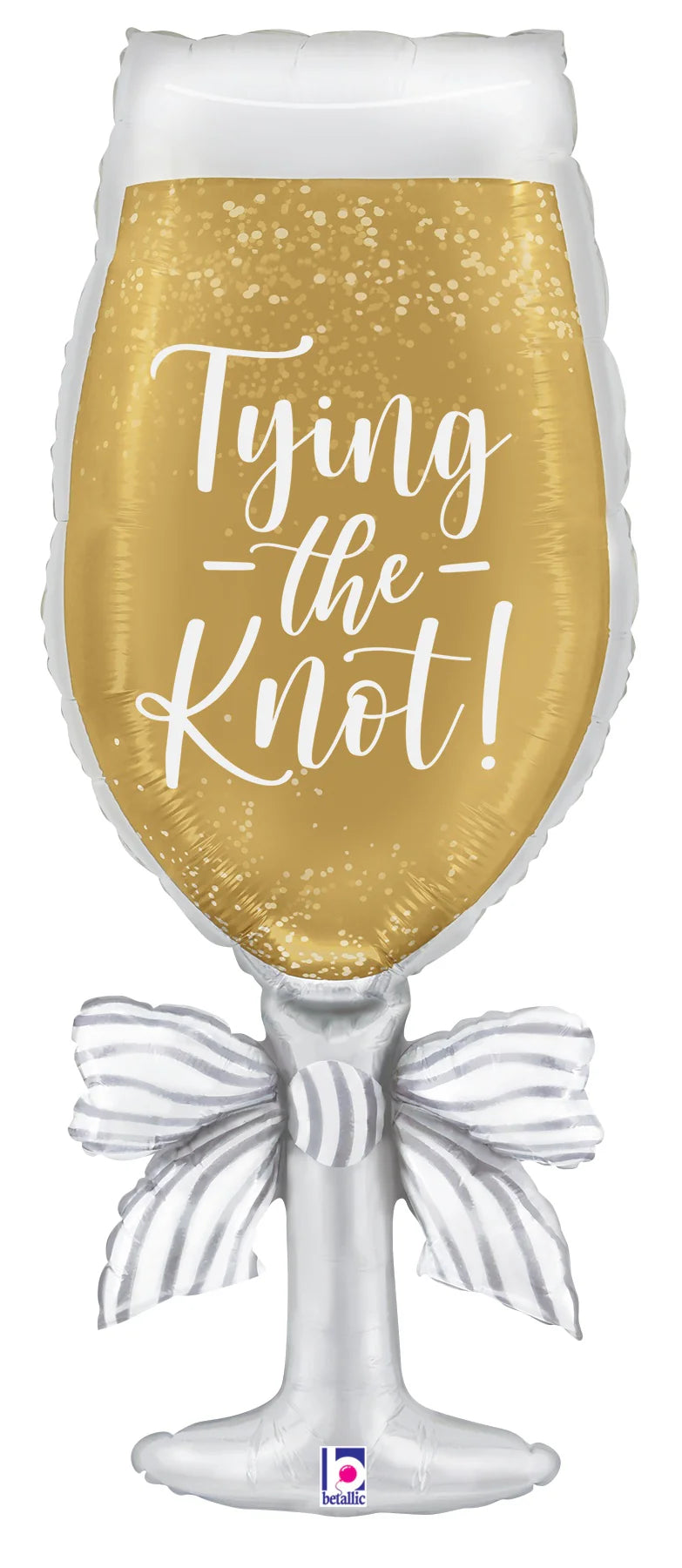 Satin Tying the Knot Champagne Engagement Glass Balloon