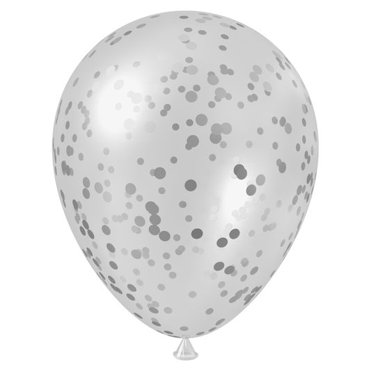 Silver Confetti FIlled Clear Latex Balloon (18 Inch)