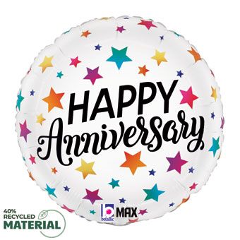 Happy Anniversary Colorful Stars Foil Balloon (18 Inch)