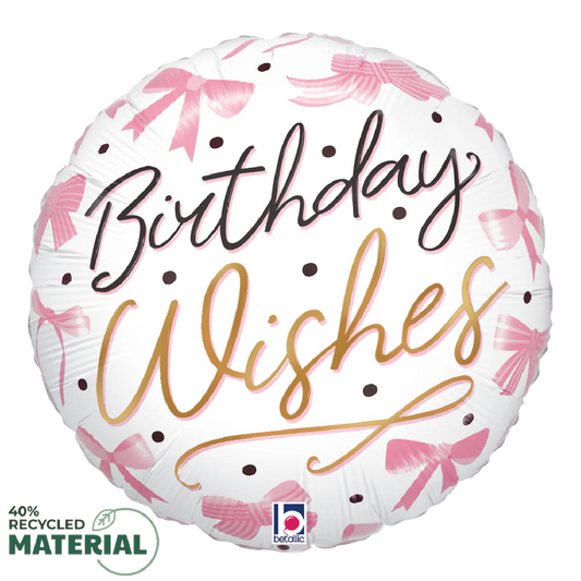 Pink Bow Birthday Wishes Balloon