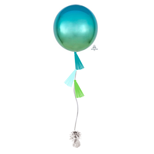 Blue & Green Ombre Tasseled Orb