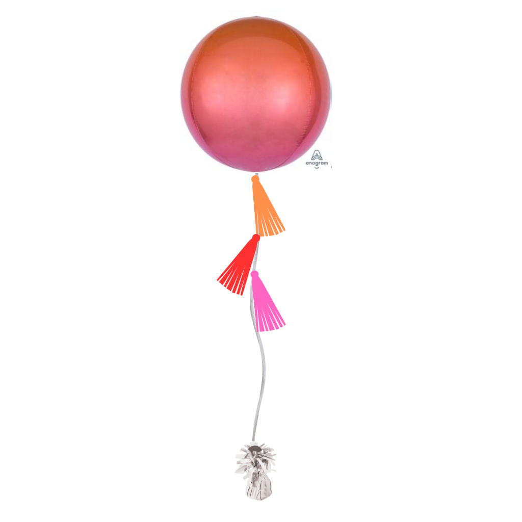 Red & Orange Ombre Tasseled Orb