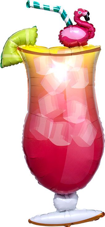 Flamingle Tropical Drink Cocktail Foil Balloon