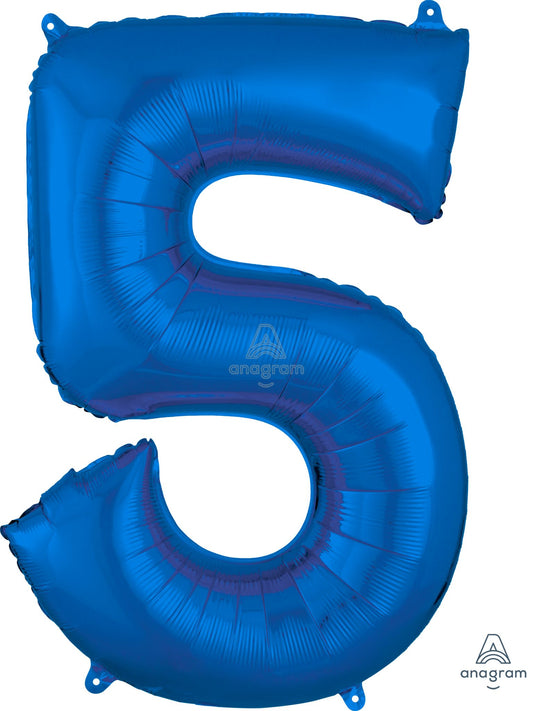 Floating Blue Number "5" Balloon (3 Foot or 34 Inch)
