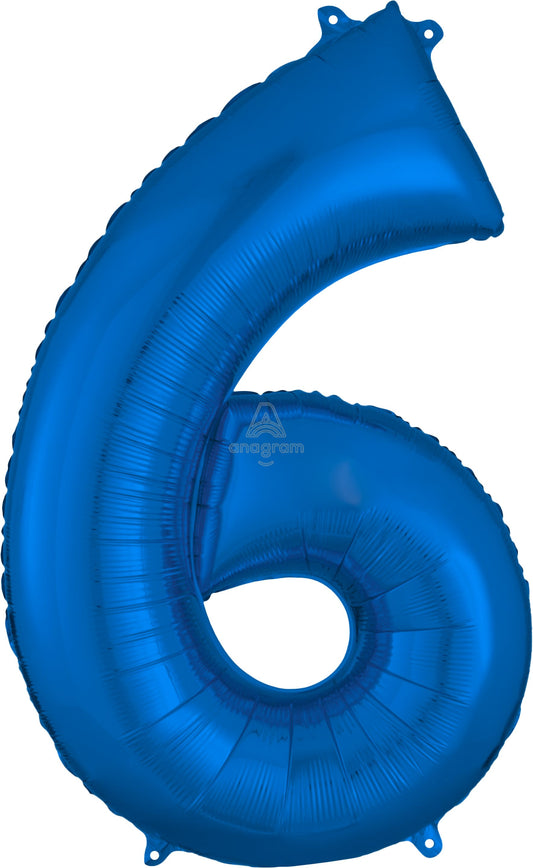 Floating Blue Number "6" Balloon (3 Foot or 34 Inch)