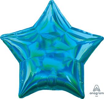 Iridescent Cyan Solid Star Balloon (19 Inch)