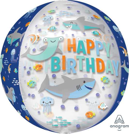 Happy Birthday Shark Orbz Balloon (16 Inch)