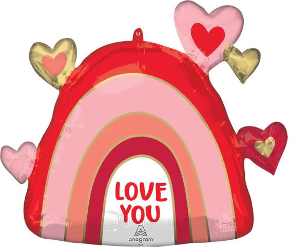 Love You Hearts on a Rainbow Foil Balloon (26 Inch)