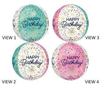 Happy Birthday Sprinkles Confetti Print Orbz Balloon (16 Inch)