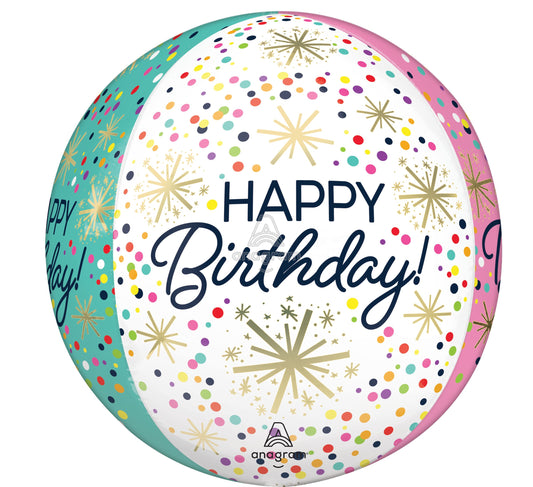 Happy Birthday Sprinkles Confetti Print Orbz Balloon (16 Inch)