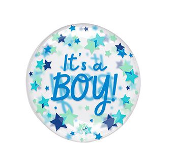 It's a Boy Stars Clearz Balloon (15 Inch)