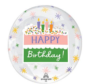 Happy Birthday Pastel Cake Clearz Plastic Balloon (15 Inch)