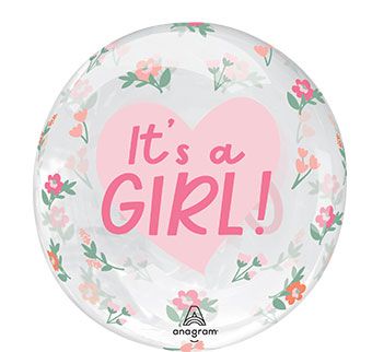 It's a Girl Floral Clearz Balloon (15 Inch)