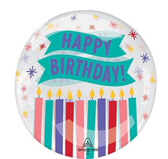 Happy Birthday Candles Clear Plastic Balloon (15 Inch)