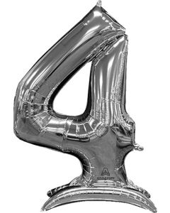 Non-floating, Standing Silver Number "4" (50 Inch)